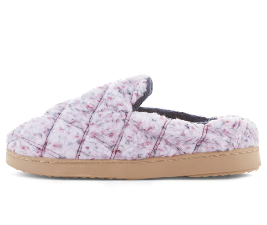 FLOOPI WOMENS SHERPA FUR QUILTED SLIPPERS - SIZE: WOMEN 7 (M) - LAVENDER - Like New