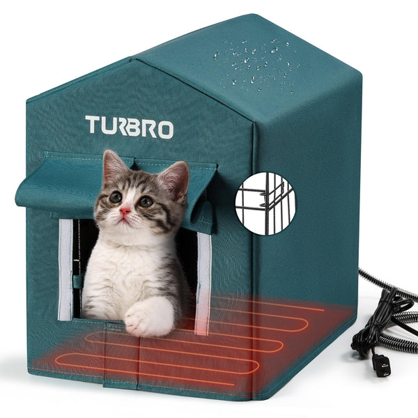 TURBRO HEATED CAT HOUSE OUTDOOR,INSULATED WEATHERPROOF IRON SHELTER CH17A - BLUE Like New