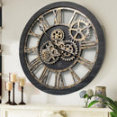 The Gears Clock The Original Real Moving Gear Oversized 24" - Black Wood/Bronze - Like New