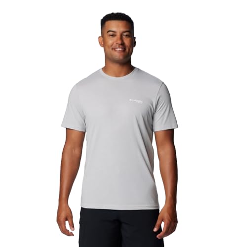 COLUMBIA MEN'S PFG TARPON RISE TECH TEE SHORT SLEEVE MEN L GRAY/TROUT - Brand New
