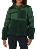 AMAZON ESSENTIALS WOMEN'S FULL-ZIP SHERPA FLEECE PUFFER JACKET GREEN - SIZE S - Brand New