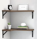GENERIC WOOD FLOATING CORNER SHELVES 2 PIECES - WOOD - Like New