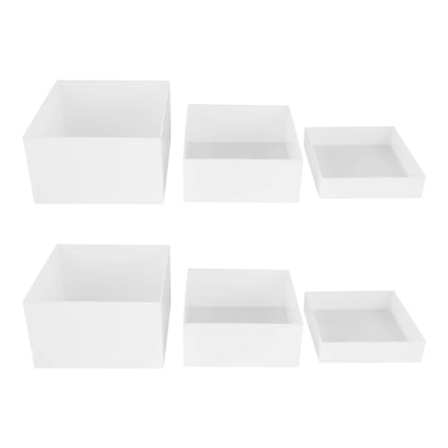 FICHIOUY 6PCS CLEAR DISPLAY NESTING RISER STANDS DISPLAY STANDS (WHITE) - Like New