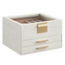 SONGMICS Jewelry Box Glass Lid 3-Layer Organizer 2 Drawers - Scratch & Dent
