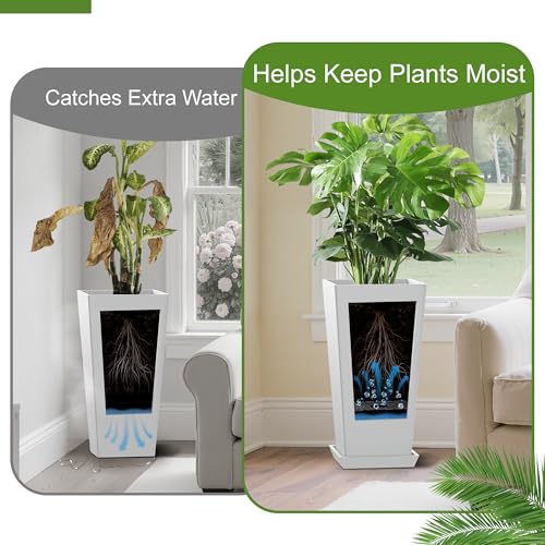 YESUNEED 24" TALL PLANTERS SET OF 2 OUTDOOR INDOOR USE TAPERED FLOWERPOTS WHTE - Like New