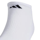 ADIDAS MEN'S ATHLETIC CUSHIONED NO SHOW SOCKS, SIZE LARGE, 6-PAIR, WHT/BLK - Brand New