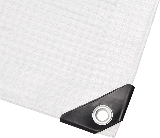 AmazonCommercial Waterproof Mesh Tarp, 12 x 24 FT, HD10-1224-MS -  Transparent - Like New
