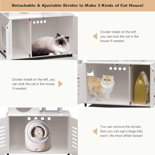 RYVORBE WHITE ALL-IN-ONE CAT CABINET WITH LITTER BOX ENCLOSURE CAT-LBE-WT - Like New