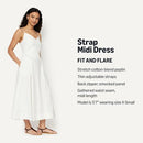 AMAZON ESSENTIALS WOMEN FIT & FLARE THIN STRAP COTTON DRESS WHITE XS - Brand New
