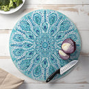 CounterArt Ocean Fantasy 4mm Heat Tolerant Round Tempered Cutting Board 16" - Brand New