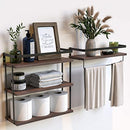 RICHER HOUSE 3+1 Tier Wall Mounted Floating Shelves Set of 2 - Rustic Wood - Like New
