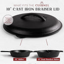 Cuisinel Cast Iron Lid Fits 10"Lodge Skillet Frying Pans or Braiser - Black - Like New