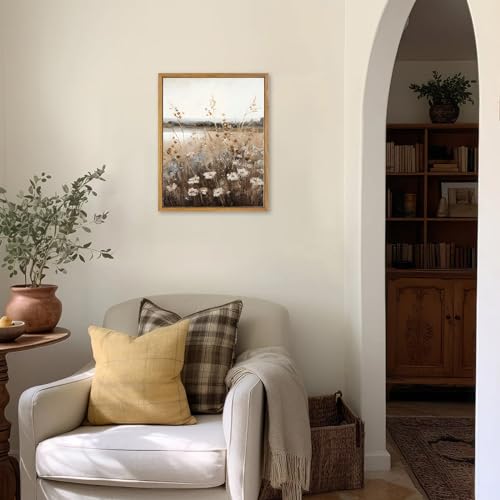 KBKBART Vintage Wall Art Framed Retro Countryside Autumn Wildflower - Like New