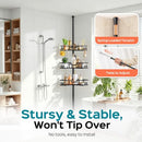 HAMITOR SHOWER CADDY TENSION POLE 4-TIER ADJUSTABLE CORNER SCT-10 - BLACK - Like New