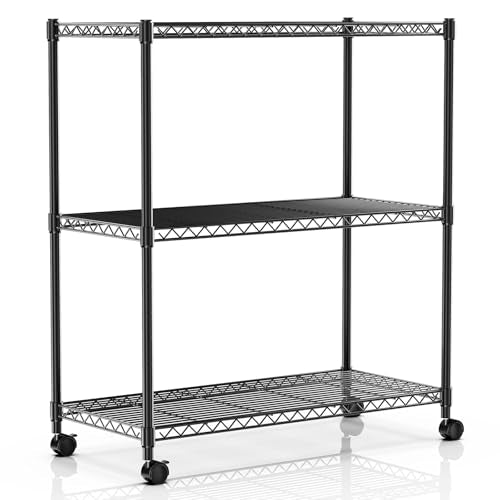 SIMPLE DELUXE HEAVY DUTY 3-TIER STORAGE SHELVES 750LB CAPACITY - BLACK - Like New