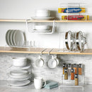 Home Basics Corner Rack, White, Vinyl Coated Steel, Rust Resistant, 2-Tier Shelf - Like New