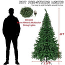 Juegoal 6 Foot Artificial Christmas Tree(NOT Pre-Strung), 300 LED Warm White - Like New