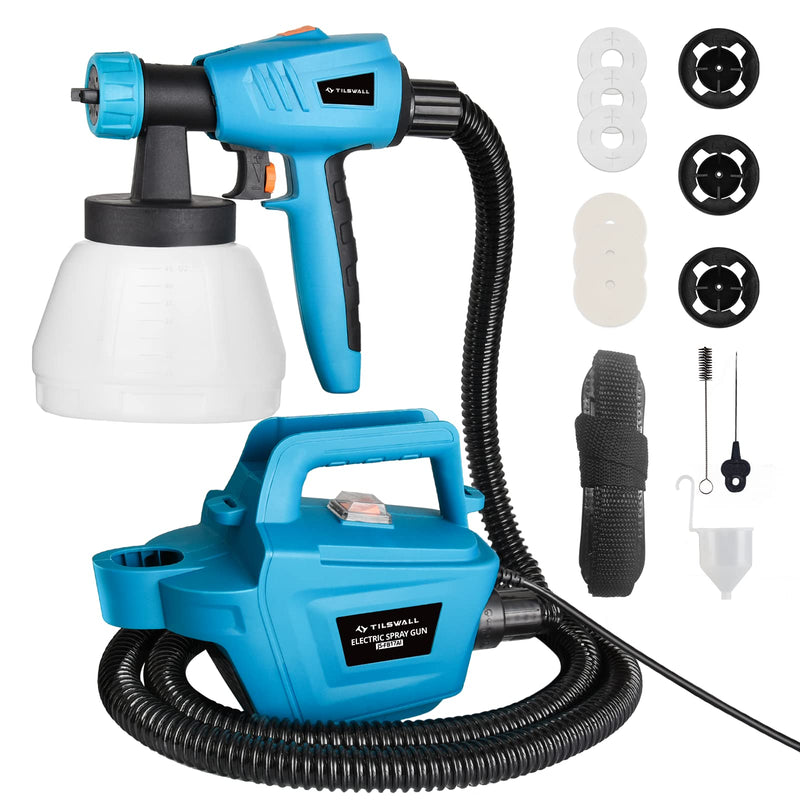 TILSWALL 800W HVLP 1100ML/MIN ELECTRIC SPRAY PAINT GUN, 1300ML W201 - BLUE/BLACK - Like New