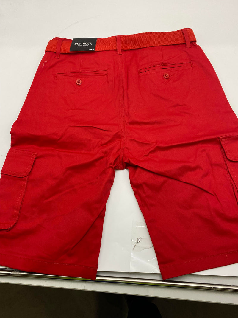 BLU ROCK MEN'S FLEX STRETCH CARGO SHORTS - SIZE: MEN 32 - RED - Like New