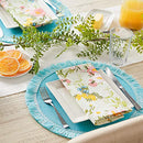 DII Woven Placemat Collection Round, 14.75" Diameter, Aqua Fringe, 6 Pieces - Brand New