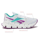 REEBOK FLOATZIG RUNNING SHOES FOR MEN SIZE MEN 9.5 FTWR WHITE/AQUA/PURPLE RAVE - Like New