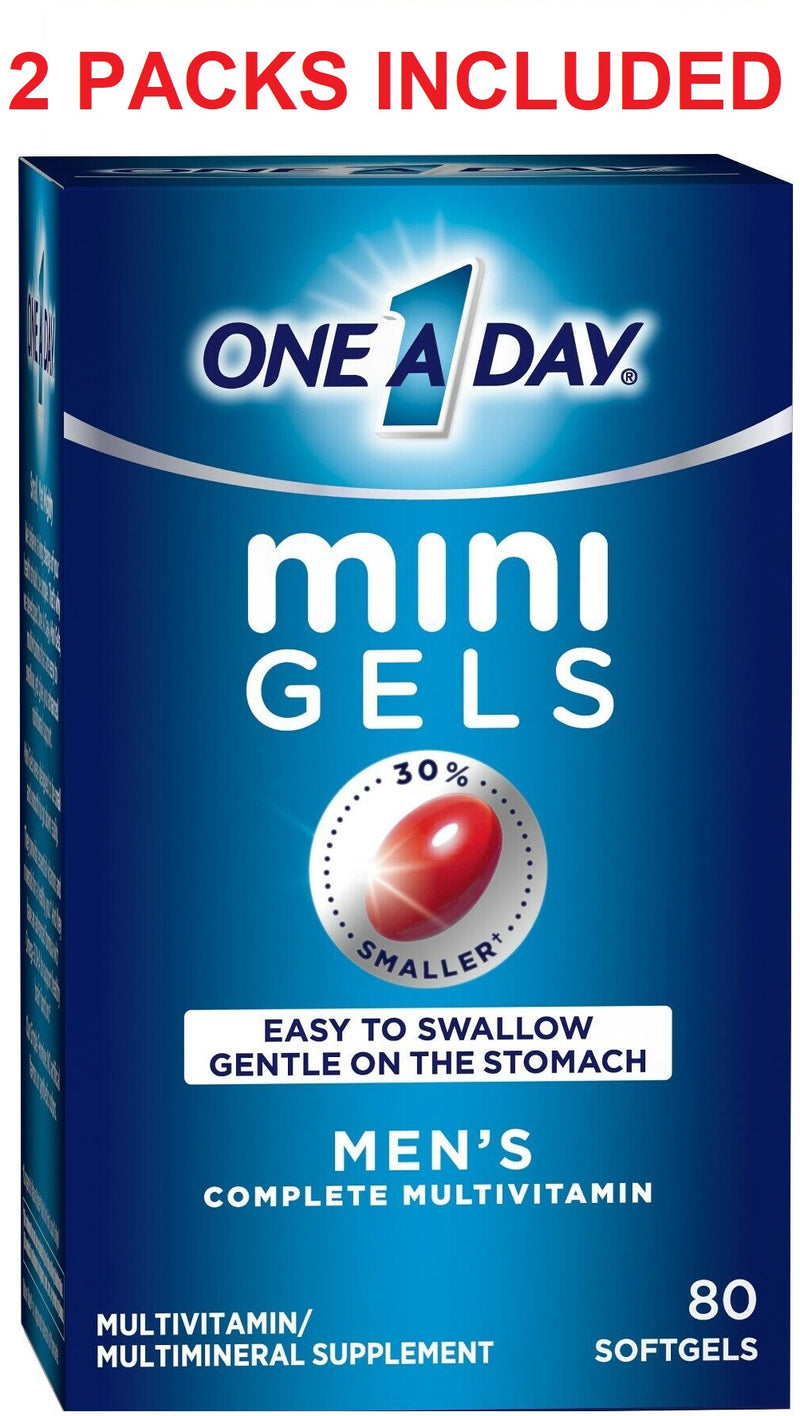 One A Day Men's Mini Gels, Multivitamins for Men 80Ct - 2 PACK - Brand New
