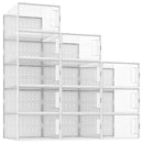 PINKPUM Shoe Organizer Storage Boxes, Plastic Stackable, L-12P - WHITE/CLEAR Like New