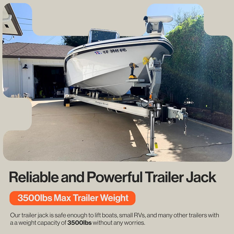 SuperHandy Heavy Duty Electric Trailer Jack - 1.75 TON Capacity, 12V DC Hookup