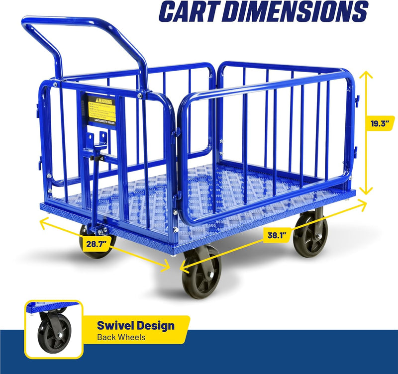 Goodyear Heavy-Duty Cargo Trailer - 1200 lbs Capacity, 8" Casters, Electric