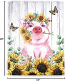 HVEST Pig Sunflower Wall Art, Canvas Wall Art Framed 16x20 Inches - Brand New