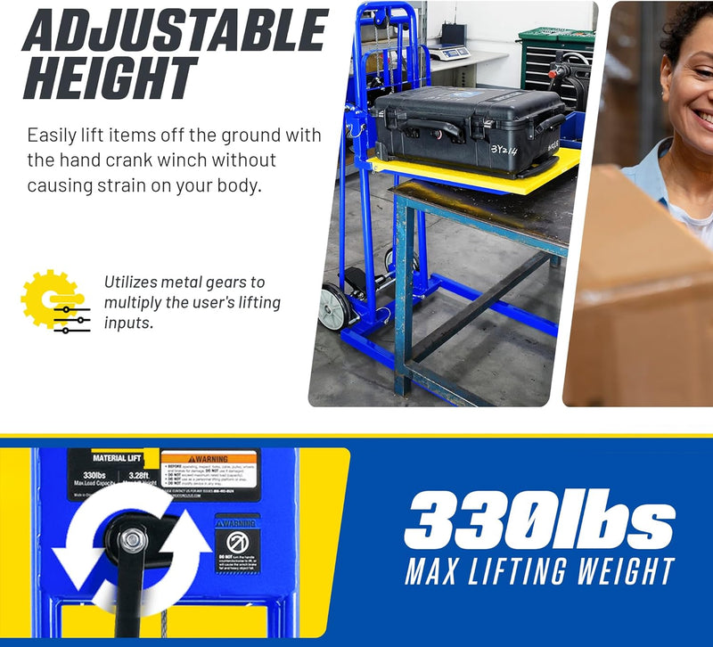 Goodyear 330 Lbs Material Lift & Stacker - Manual Winch, Max Lift 40" Inches