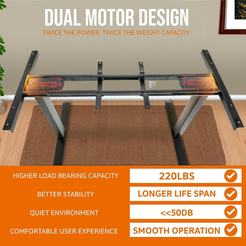 SuperHandy Electric Desk Frame - Supports 48"-63"x30" Tops - USB-C & AC, 3