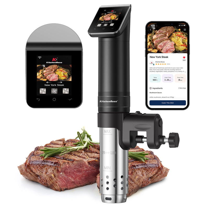 KitchenBoss WIFI Sous Vide Cooker 1100W G330 Stainless Steel Black Like New