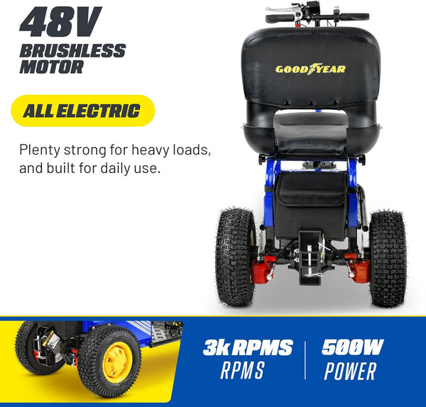 Goodyear Electric Tow Tractor - 1 Seater, 2600 lbs Towing Cap, 350 lbs Load Cap,