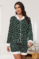 FKEEP BUTTON DOWN PAJAMAS SETS WOMEN TWO-PIECE SATIN SILK PJS GREEN XL - Brand New