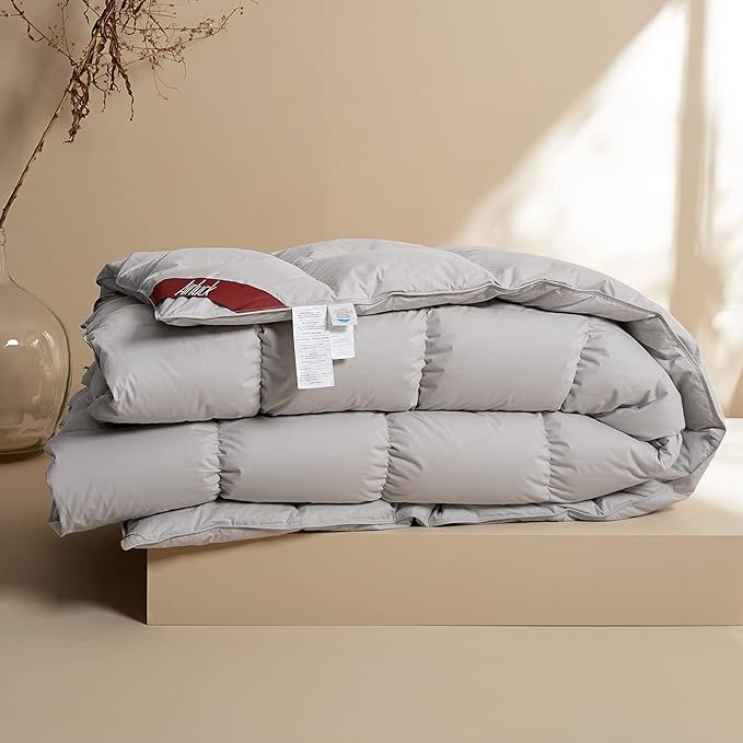 AIRLUCK LUXURY FEATHER DOWN COMFORTER FLUFFY DUVET QUEEN SIZE FROST GRAY - Like New
