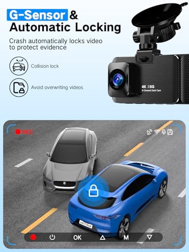 LECTRUS 4K DASH CAM FRONT AND REAR INSIDE 3 CHANNEL DASH CAMERA FOR CARS - BLACK - Like New