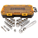 DEWALT SOCKET SET 1/4-INCH & 3/8-INCH DRIVE SAE/METRIC 34-PIECE (DWMT73804) - Like New