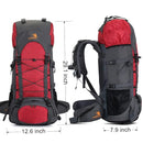 BSEASH 60L INTERNAL FRAME HIKING CAMPING BACKPACK WITH RAIN COVER - RED - Like New