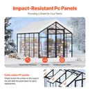 VEVOR POLYCARBONATE GREENHOUSE, 8 X 10 FT, OUTDOOR GREENHOUSE - BLACK SILVER - Like New