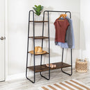 HONEY-CAN-DO FREESTANDING METAL CLOTHING RACK WOOD SHELVES GAR-09567 - BLACK - Like New