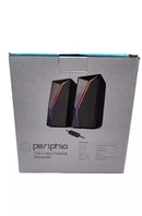 PERIPHIO 2.OCH MULTIMEDIA SPEAKERS LAPTOP PHONE SOUND SYSTEM RGB LED - BLACK - Like New