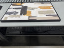 GENERIC CONTEMPORARY ART CANVAS, 36" X 24", BLACK FRAME, GOLD OVER GREYS SET - Like New