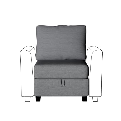 Real Relax Ottoman Linen Fabric Modular Sofa Couch - Light Gray - Like New