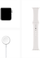 APPLE WATCH SERIES 3 GPS 38mm SILVER ALUMINUM WHITE SPORT BAND MTEY2LL/A - Like New