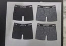 LEVI'S MENS 4 PACK BOXER BIEF UNDERWEAR - SIZE: MEN L - BLACK, GRAY - Brand New