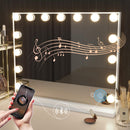 HANSONG VANITY MIRROR WITH LIGHTS BLUETOOTH 22.8"X18.4" - WHITE - Like New
