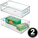 mDesign Plastic Stackable Home Office Storage Bin 2 Pack - Clear/Blue - Brand New