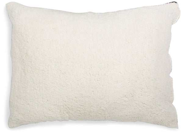 ADORABLE HUMONGOUS SHERPA PILLOW, STANDARD/QUEEN, BLACK FLEECE AND WHITE SHERPA - Like New