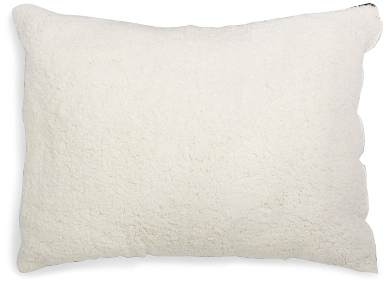ADORABLE HUMONGOUS SHERPA PILLOW, STANDARD/QUEEN, BLACK FLEECE AND WHITE SHERPA - Like New